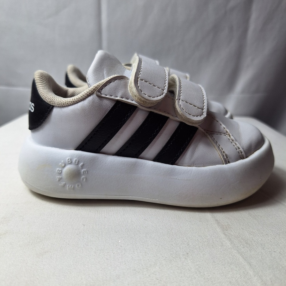 ADIDAS Grand Court 3.0 Bubble Comfy Sneaker Toddler Sz 6.5 White Black Stripes - Picture 6 of 10